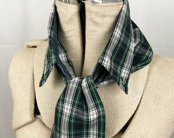 Plaid Upcycled Modern Urban Scarf, One Of A Kind, Shirt collar scarf made from a men's shirt collar,  alternative scarf, minimal fashion