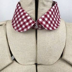 Detachable Gingham Collar, Women's Shirt Collar, gingham button on removable collar, fashion accessories, gift for her, fashion image 8