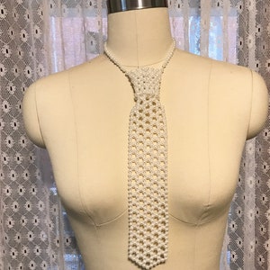 Pearl Tie Pattern, PDF How to Make a Vintage Pearl Beaded Necktie, DIY Woven Pearl Tie, Pearl Tie Necklace, Vintage Bead Necktie How to DIY image 5