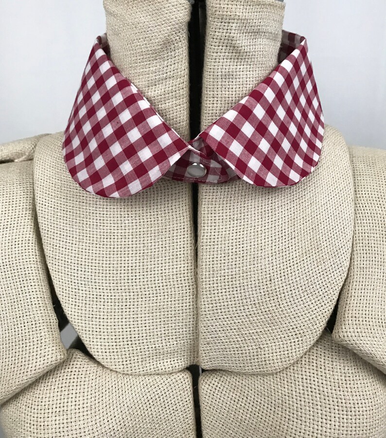 Detachable Gingham Collar, Women's Shirt Collar, gingham button on removable collar, fashion accessories, gift for her, fashion image 4