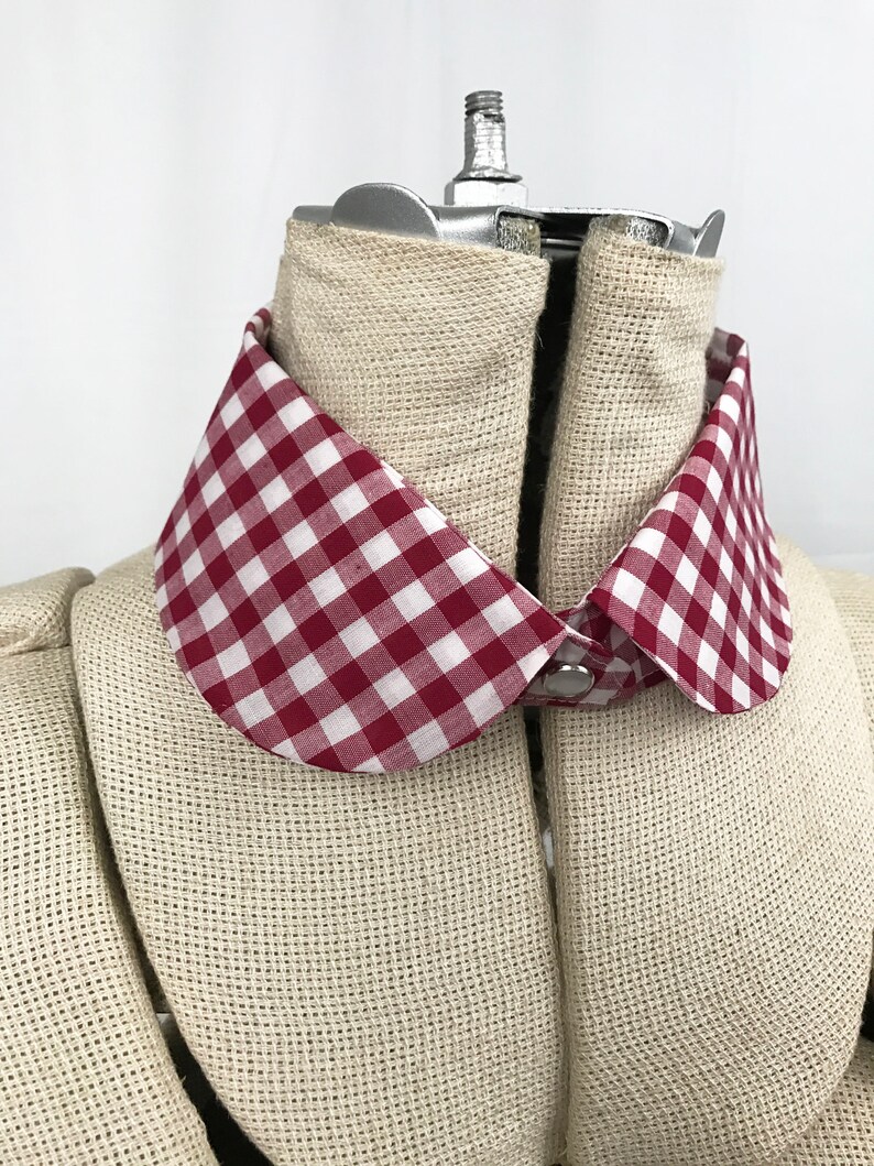 Detachable Gingham Collar, Women's Shirt Collar, gingham button on removable collar, fashion accessories, gift for her, fashion image 5