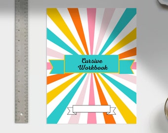 Colorful Cursive Practice Worksheets, Printable Alphabet Guide (Digital Download)