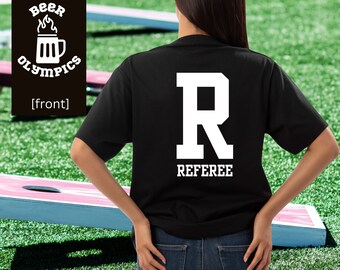 Beer Olympics Referee T-Shirt front and back black Unisex Softstyle