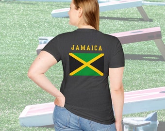 Beer Olympics Jamaica Team Jamaican green black gold Dark Heather Unisex Softstyle T-Shirt