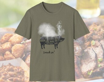Smokin' Pork Diagram Unisex Softstyle T-Shirt