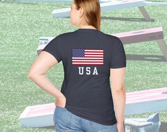 Beer Olympics USA Team America Sports American Flag Competition Olympic Flame Beer Stein T-Shirt Unisex Softstyle