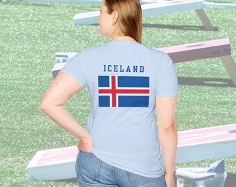 Beer Olympics Iceland Team Blue White Red Unisex Softstyle T-Shirt