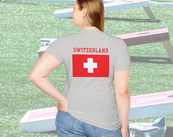 Beer Olympics Switzerland Team Swiss Red White Cross Unisex Softstyle T-Shirt