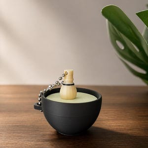 Matcha Fidget Clicker Keychain | Cute Stress Relief Toy | Mini Matcha Bowl & Whisk Charm | Quiet Click Keyring | Desk Toy Gift