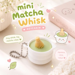 Matcha-Tee-Fidget-Clicker-Schlüsselanhänger, niedlicher Matcha-Besen-Clicker, Kawaii-Schreibtischspielzeug, sensorischer Schlüsselanhänger, Mini-Matcha-Tassen-Fidget, Geschenk für Matcha-Liebhaber