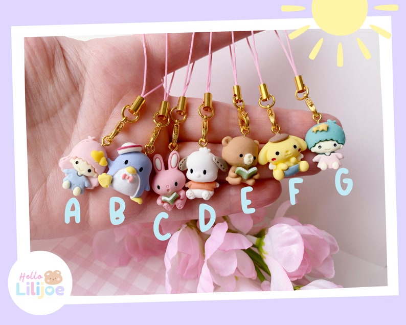 Pendentif pour sac, téléphone, Tamagotchi ou Nintendo Switch Personnages en résine. image 3