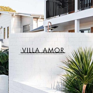 Placa com nome de vila, Placa de metal personalizada com nome de vila, Placa com nome para área externa, Placa de metal para casa, Presente de inauguração, Decoração de vila, Placa com nome de casa