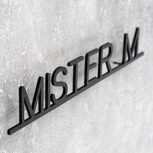 Placa de número de casa de metal moderna, placa de endereço de casa com nome de rua, números de casa personalizados de meados do século, nome de rua personalizado de aço inoxidável