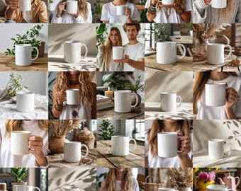 Maqueta de taza, paquete de maqueta de taza blanca de 50, paquete de maqueta de 15 oz 13 oz 11 oz, paquete de taza blanca, maqueta de taza de café, maqueta de taza de café, 300DPI JPG