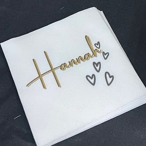 Personalized Linen Beverage Napkins - Custom with Logo / Design (4.75&quot; square) for Birthday Party, Engagement, Wedding, Birth, Company Event