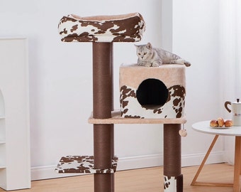 Unieke kattenboom met koeienprint