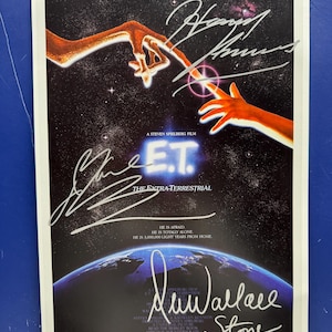 E.T. - Póster de película firmado por 3 miembros del elenco, certificado de autenticidad