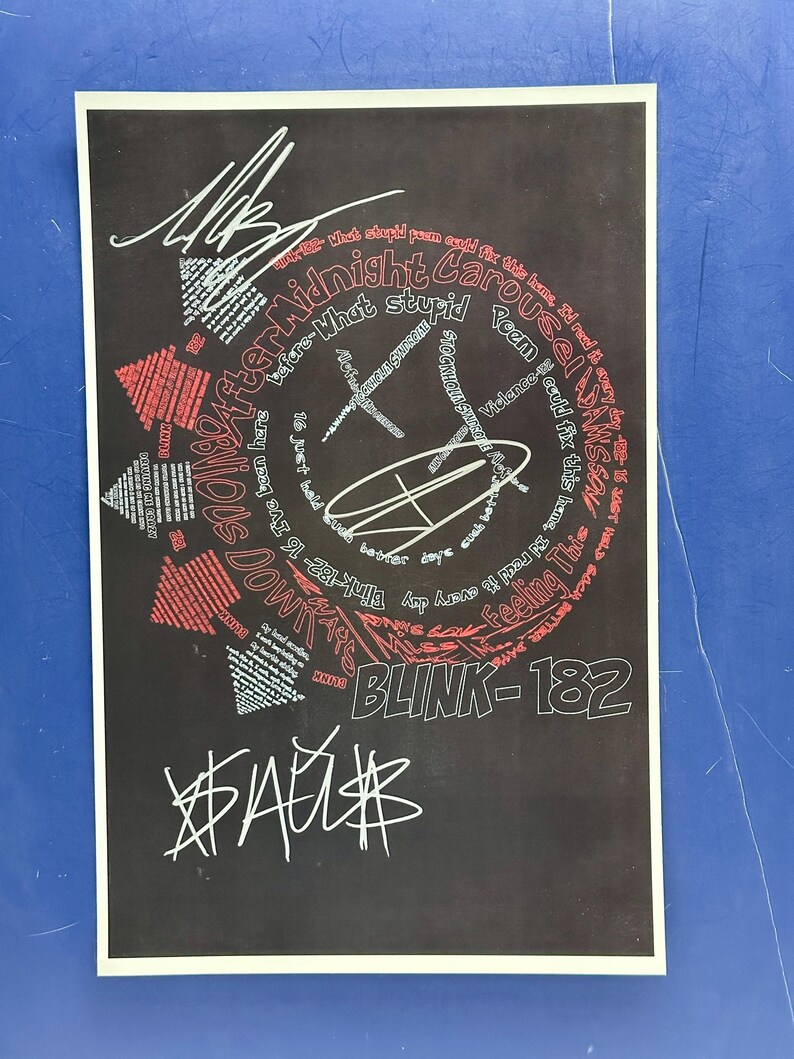 Blink 182 - After Midnight Carousel Signed Music Poster COA ...