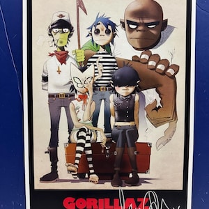 GORILLAZ - Damon Albarn gesigneerde muziekposter Coa AUTHENTICATED