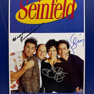 SEINFELD 4 Cast-mitglieder Unterzeichnetes Fernsehserienplakat COA AUTHENTICATED