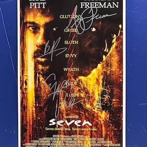 SEVEN - 3 Cast-members Signed Movie Poster COA AUTHENTICATED