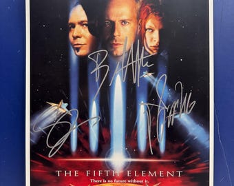 The Fifth Element - 3 Cast-members Signed Movie Poster COA AUTHENTICATED