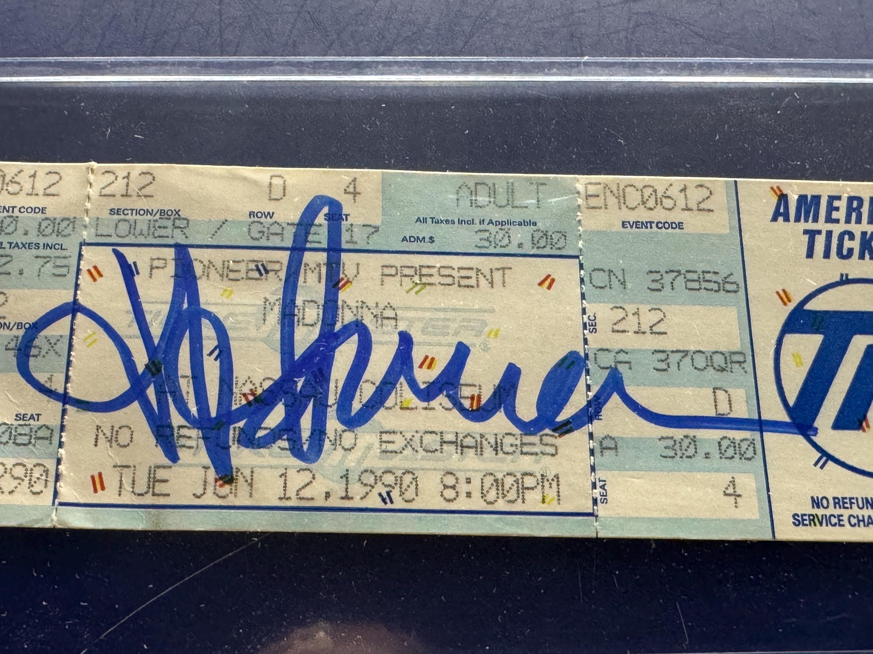 Madonna Signed Concert Ticket Stub June 12, 1990 - in Case COA