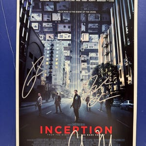 Póster de la película firmado por los miembros del elenco de INCEPTION 3 COA AUTENTICADO
