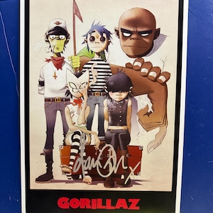 GORILLAZ - Damon Albarn Signed Music Poster Coa AUTHENTICATED