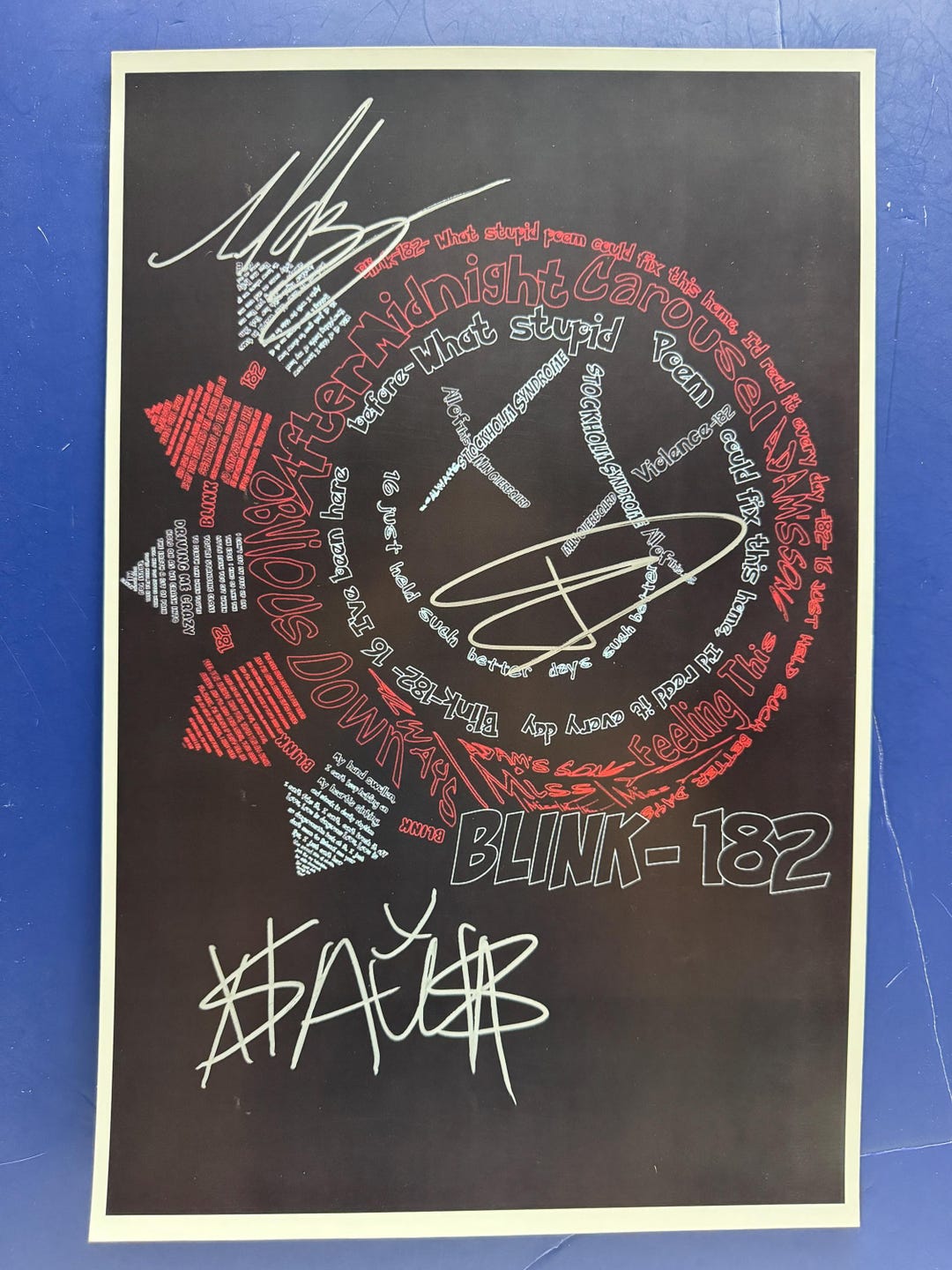 Blink 182 - After Midnight Carousel Signed Music Poster COA ...