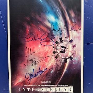 INTERSTELLAR - 4 Cast-members Signed Movie Poster COA AUTHENTICATED