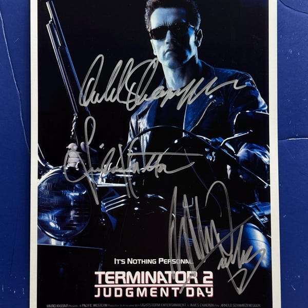 TERMINATOR 2 - 3 Cast-members Signed Movie Poster COA AUTHENTICATED