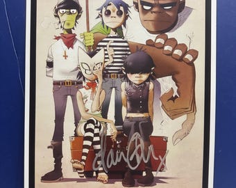 GORILLAZ - Damon Albarn Signed Music Poster Coa AUTHENTICATED