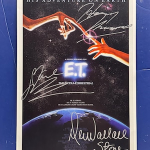 E.T. - 3 Cast-members Signed Movie Poster COA AUTHENTICATED