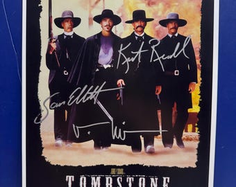 TOMBSTONE - 3 Cast-members Signed Movie Poster COA AUTHENTICATED