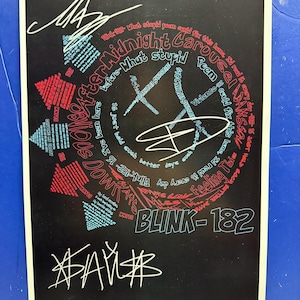 Blink 182 - After Midnight Carousel Signed Music Poster COA AUTHENTICATED