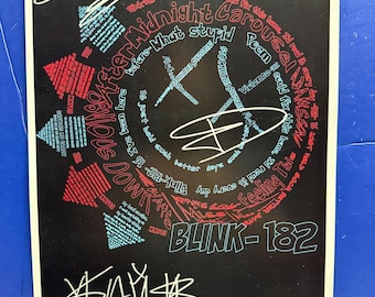 Póster musical firmado de After Midnight Carousel de Blink 182 (certificado de autenticidad)