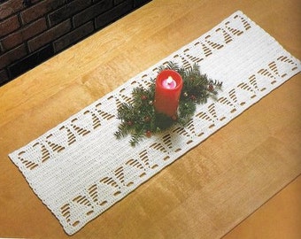 SALE - Christmas Table Runner Place Mat - PDF Crochet Pattern - Instant DOWNLOAD - Hostess Gift - Ships Easily - Onlne assistance - 1980s