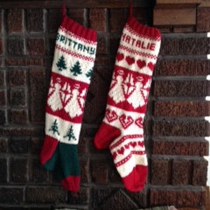 ON SALE PDF Pattern Angels with Trees Christmas Stocking My Design Knitting Pattern Options 2 and 4 needle instructions image 3