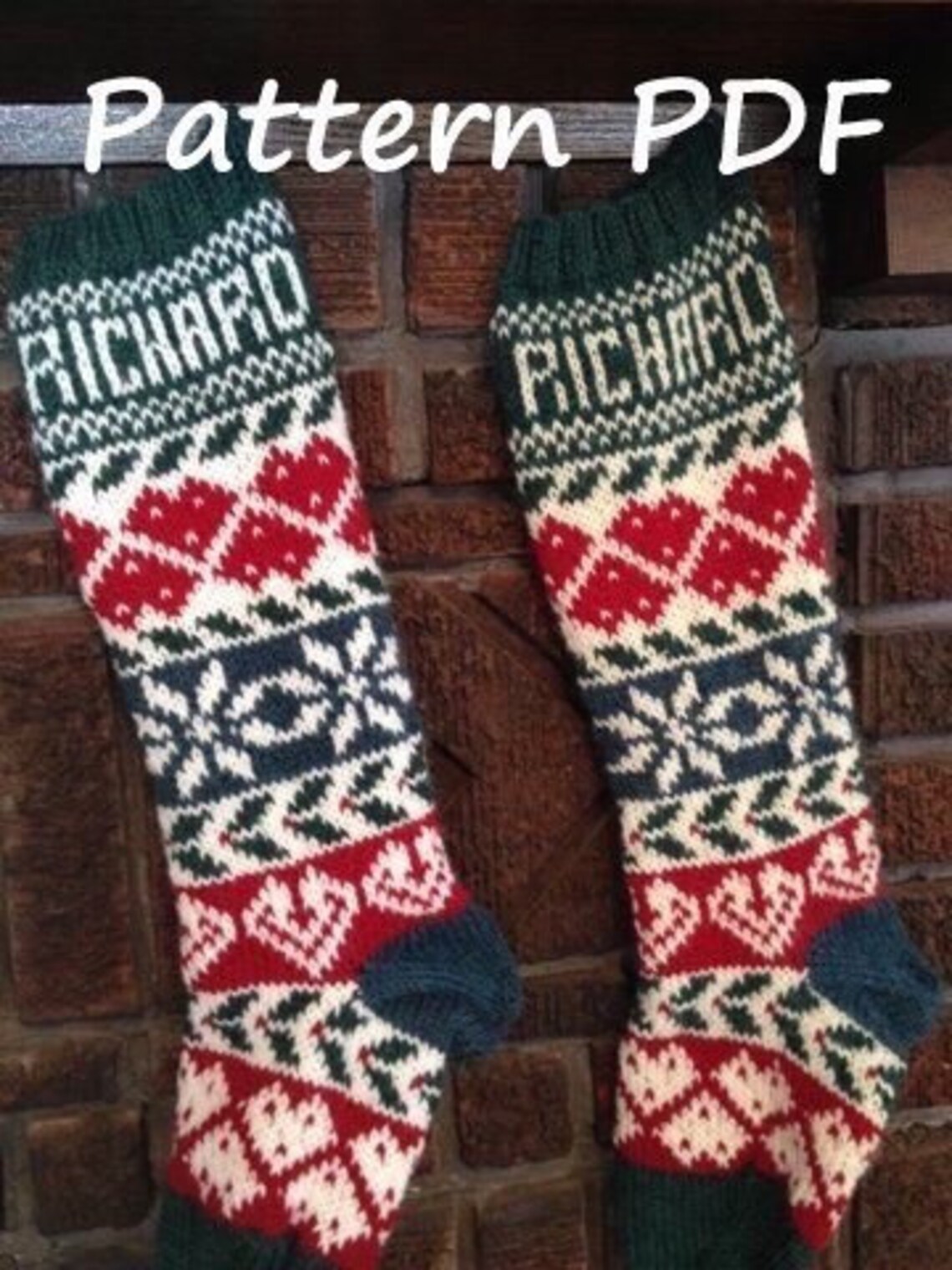 SALE - PDF Pattern - Christmas Stocking - Fair Isle Heart - Plymouth ...