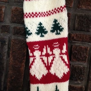 ON SALE PDF Pattern Angels with Trees Christmas Stocking My Design Knitting Pattern Options 2 and 4 needle instructions image 1