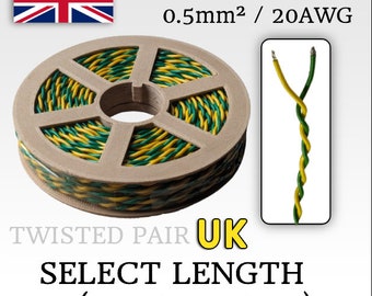 Paire torsadée Royaume-Uni - Câble pour bus CAN (vert et jaune) 20 AWG/0,5 mm2