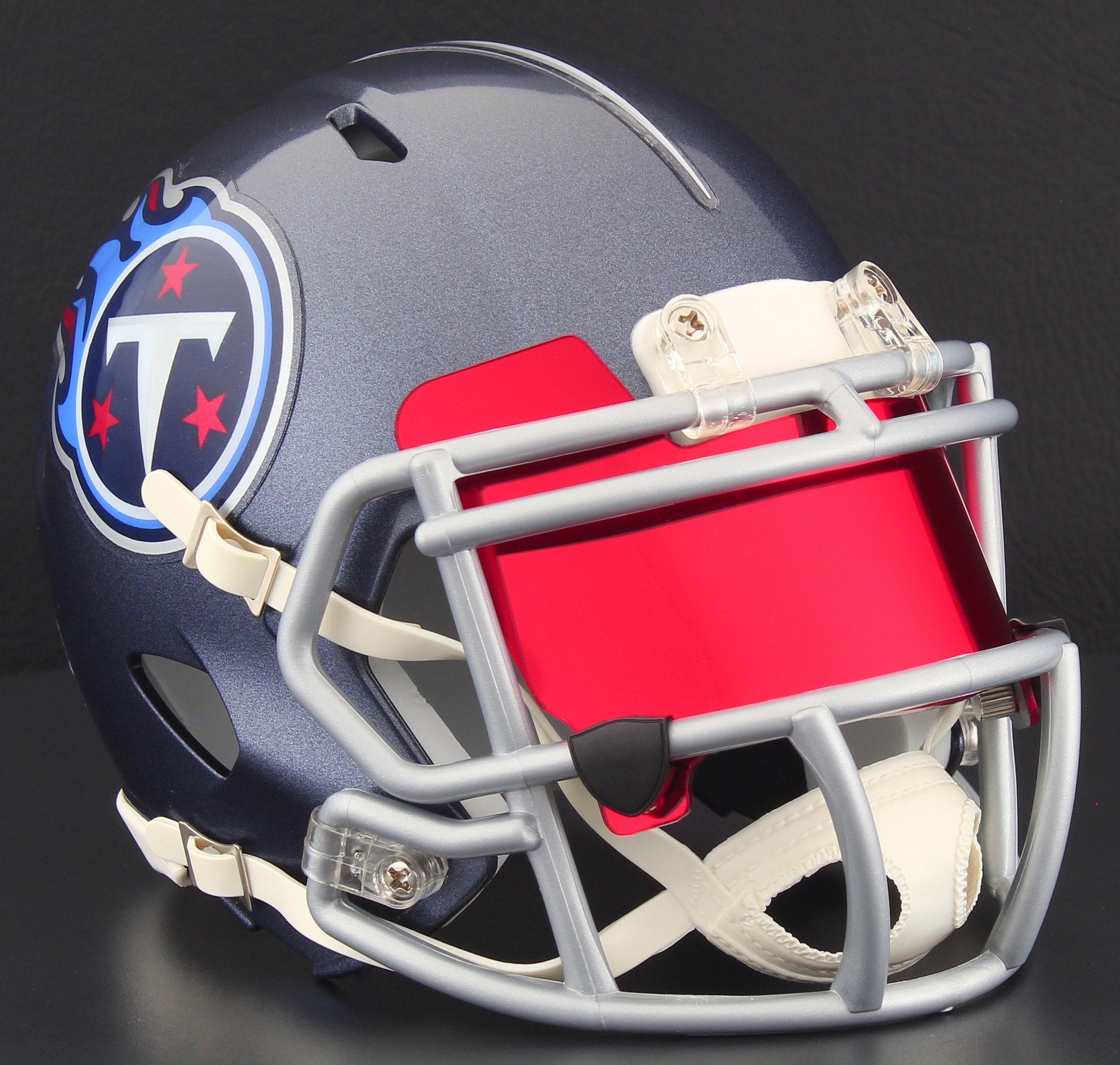 a red titan football helmet Rashaan Evans Signed Titans Speed Authentic AMP NFL with Inscri Super Sports Center size display helmet is perfect for football fans and ideal for autographs Tennessee Titans NFL Riddell Speed