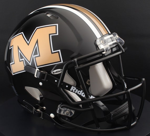 black football helmet with gold m Missouri Tigers NCAA Riddell Speed Full Size Authentic Football Helmet