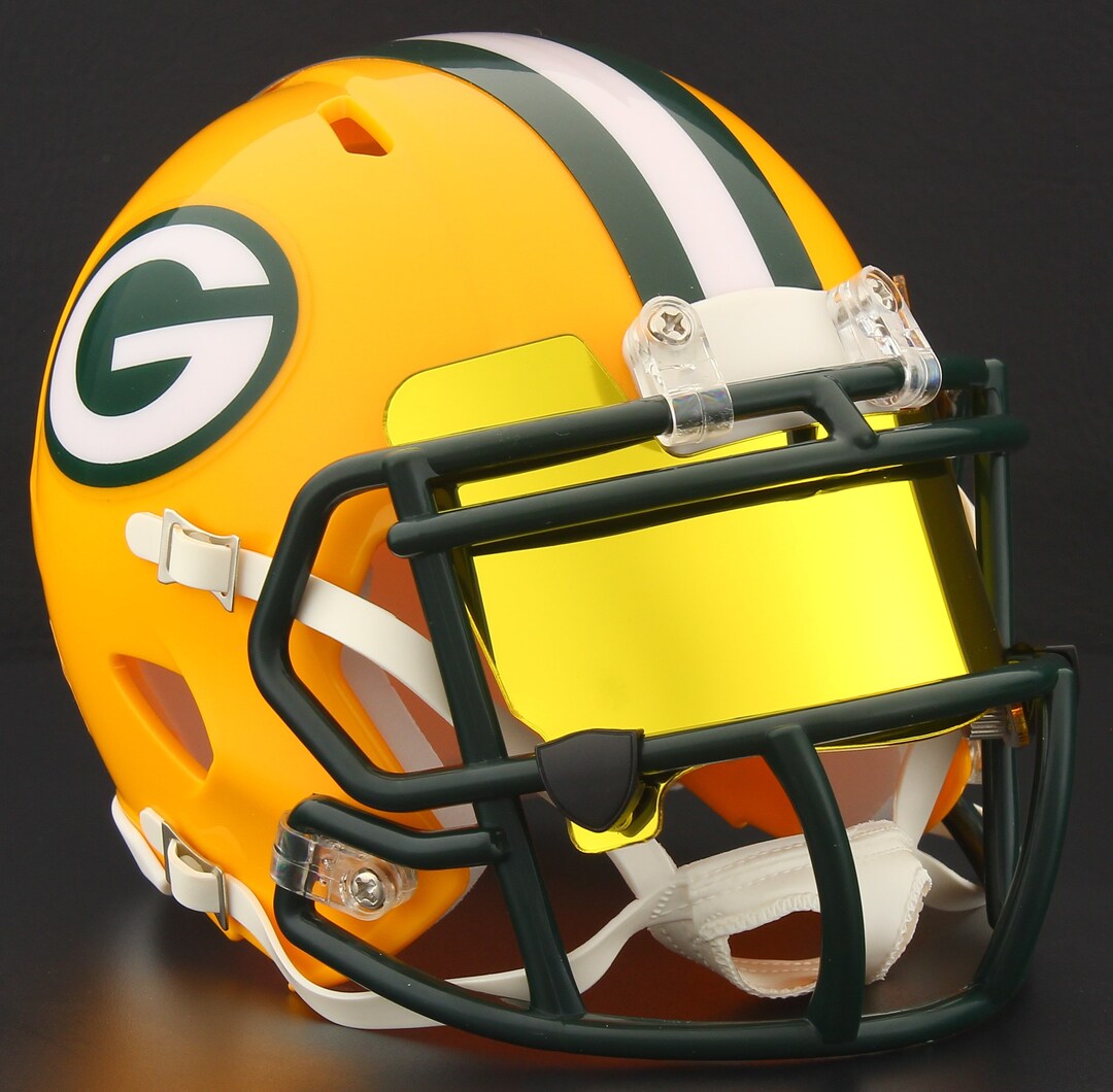 Green Bay Packers NFL Riddell Speed Mini Football Helmet W/ EYE SHIELD ...