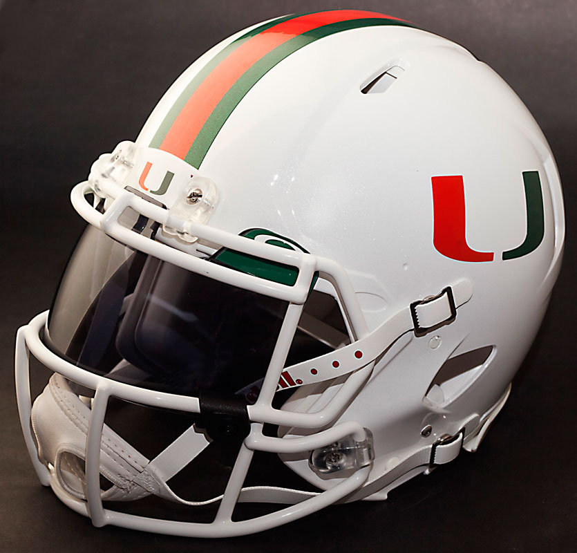 Miami Hurricanes Helmet Riddell Miami Hurricanes Full-Size Replica Football Helmet | Miami Nights Design, Display Collectible, Not For Play Nfl Helmet