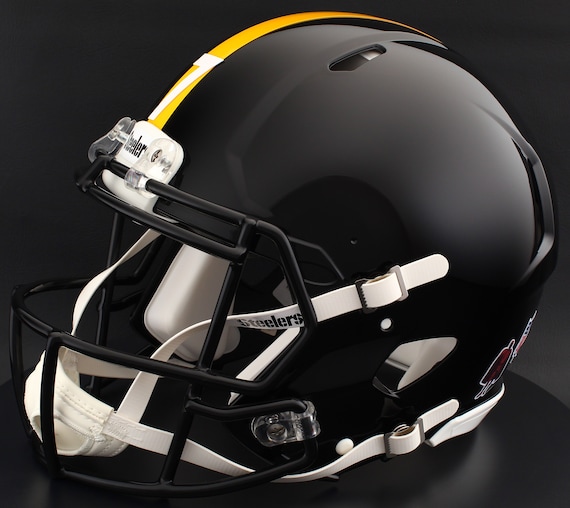 black and yellow football helmet Matte with Gold Mask Blank Riddell Revolution Speed Mini (Decorative Mini Helmet - NOT Wearable playing helmet and was designed to further reduce the likelihood of concussions Pittsburgh Steelers Riddell SpeedFlex Authentic