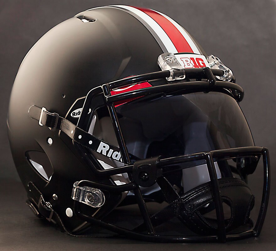 black ohio state football helmet Buckeyes Alternate with Red Buckeye Leaves Riddell Speed Replica Full Size flat black medium Speed shell Ohio State Speedflex Varsity Helmet