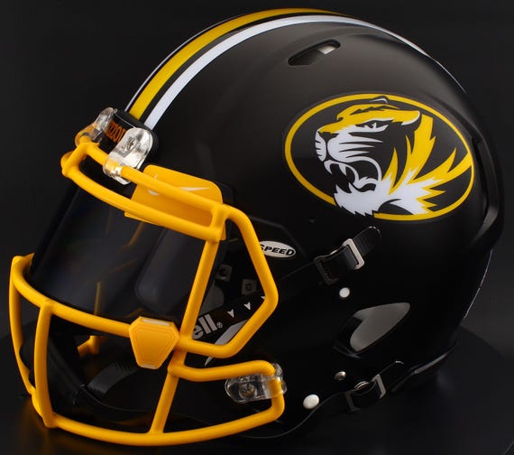 black football helmet with yellow face mask Gold Visor For Facemask Boys & Men Sizes  Bucwild Sports Lite II Polycarbonate Lexan plastic Speed style shell with extended mandible (jaw area) protection Youth Football Riddell Speedflex Youth