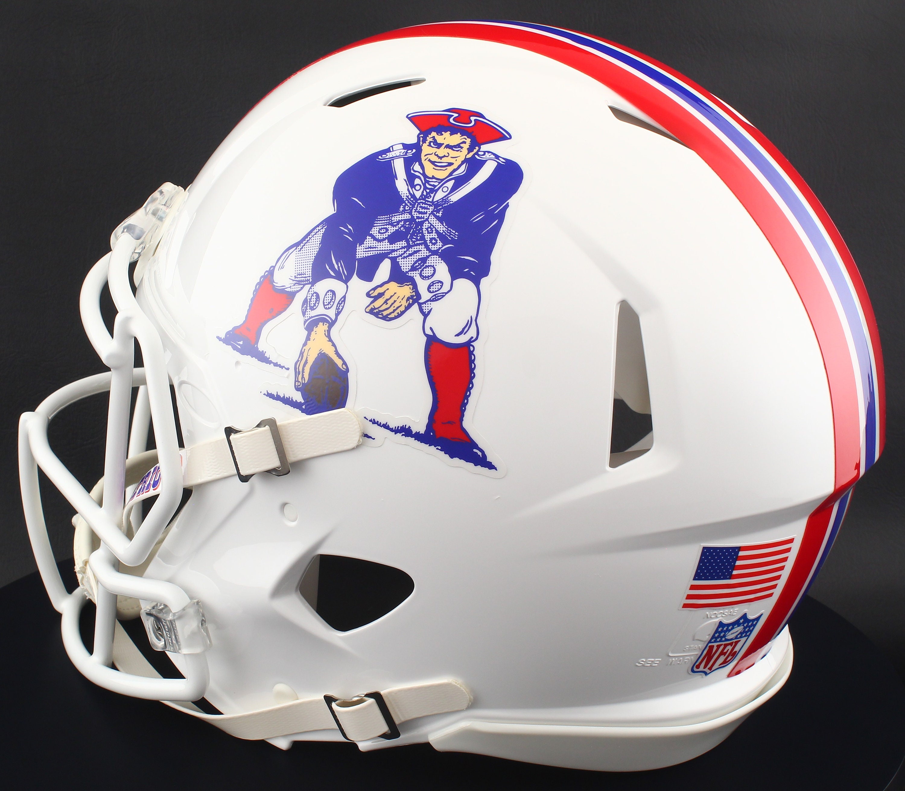 Tom Brady Autographed Patriots Flat White Authentic Full-Size Football Helmet